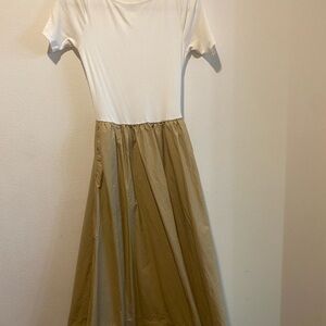 GAP White and Tan Midi Dress